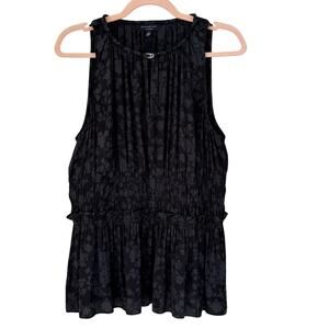 CURRENT AIR Los Angeles Floral Jacquard Top Size Large Charcoal Black Sleeveless